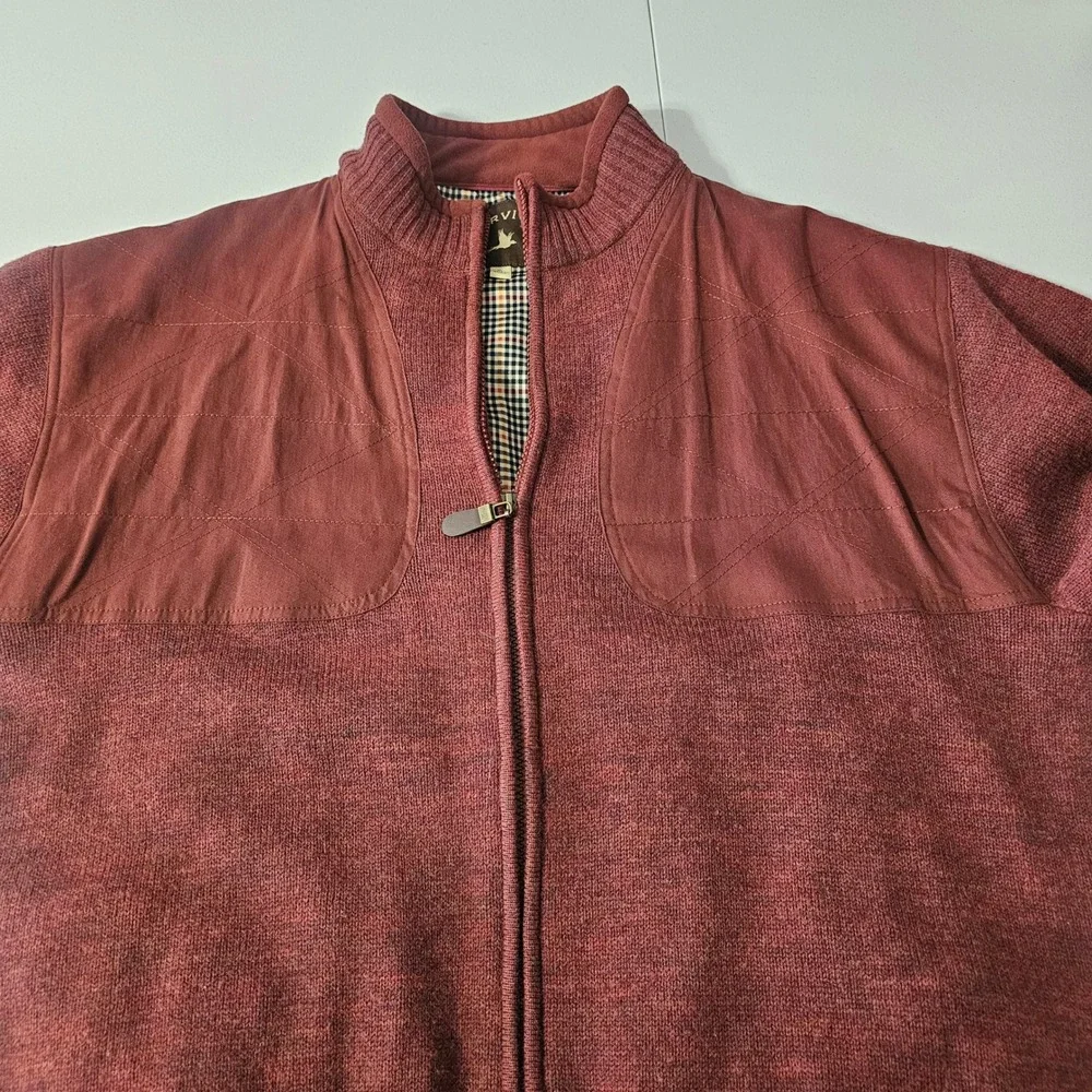 Orvis Full Zip Wool Sweater Jacket XL Burgundy Red Shooting Hunting Countryside